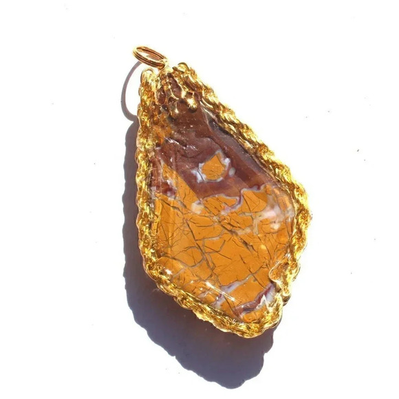 Vintage Gemstone (Agate Stone Geode Crystal) Necklace Pendant Jewelry - Picture 2 of 2